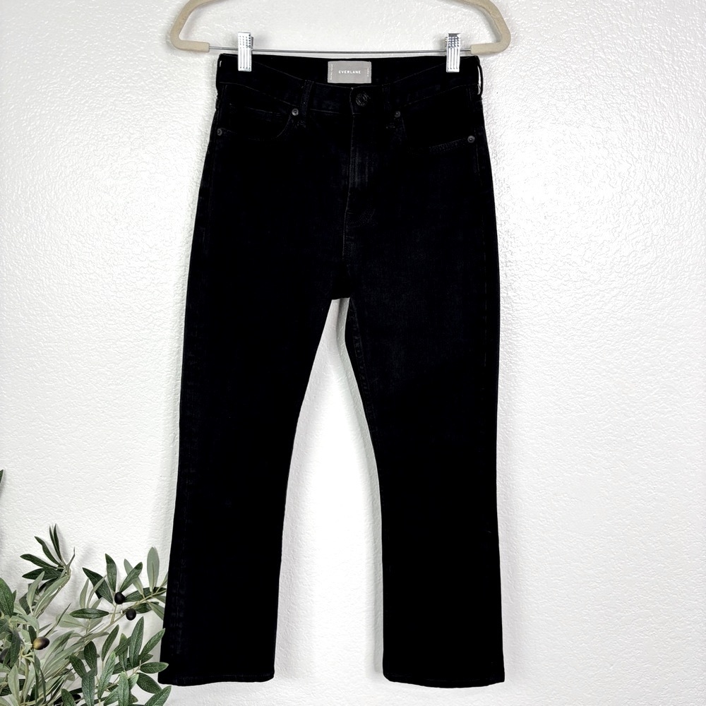 EVERLANE High Rise Kick Crop Black Jeans